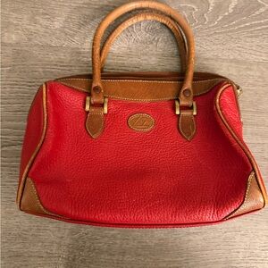 Vintage Liz Claiborne Red and Brown Genuine Leather Handbag